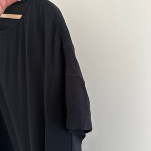 Eileen Fisher Silk Round Neck Short Sleeve Pullover Dress Black M