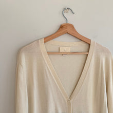 Load image into Gallery viewer, Boy. Band of Outsiders Silk Cashmere Blend Striped Cardigan Sweater Cream M
