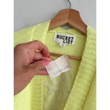 Load image into Gallery viewer, Bucketlist Oversized Star Pattern Button Front Cardigan Lime Yellow M NWT

