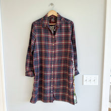 Load image into Gallery viewer, Johnny Was Silk Blend Plaid Floral Button Front Shirt Dress Blue/Red M
