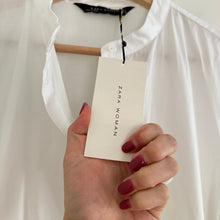 Load image into Gallery viewer, NWT Zara Half Sleeve Henley Neck Lightweight Mini Shirt Dress White L
