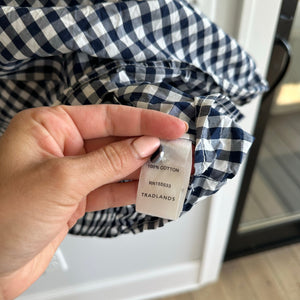 TRADLANDS Gingham Short Sleeve Dress Navy White L