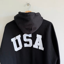 Load image into Gallery viewer, Polo Ralph Lauren USA Flag Patch Fleece Hoodie Sweatshirt Black M NWT
