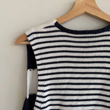 Load image into Gallery viewer, Talbots Knit Striped Button Front Cotton Sweater Vest Blue White S
