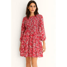 Load image into Gallery viewer, Eliane Rose Floral Print Smocked Long Sleeve Dress Red M
