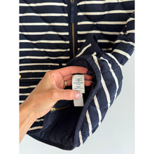 Load image into Gallery viewer, J.Crew Excursion Quilted Puffer Down Filled Striped Vest Navy Blue XS
