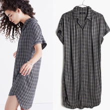 Load image into Gallery viewer, Madewell Central Thompson Plaid Tulip Hem Shirt Dress Black 2XS
