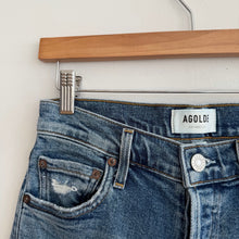 Load image into Gallery viewer, AGOLDE Nico High Rise Distressed Hem Button-Fly Denim Skinny Jeans Blue 25

