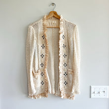 Load image into Gallery viewer, Vintage Ryu Ruffle Lace Bead Hook Closure Jacket Cream L
