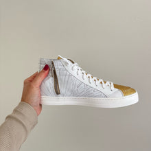Load image into Gallery viewer, P448 Palm High Top Lace Up Round Toe Sneakers White/Gold 37
